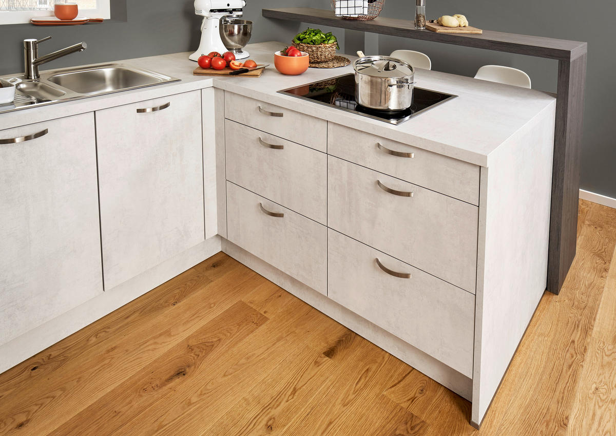 EINBAUKÜCHE COMET  - Grau, Design, Holzwerkstoff - Moderano