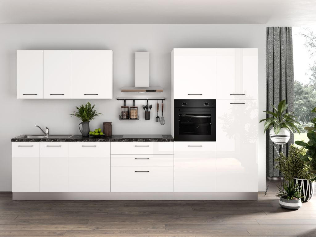 KUHINJSKI BLOK - magnolija/črna, kovina/umetna masa (350cm) - Italstyle