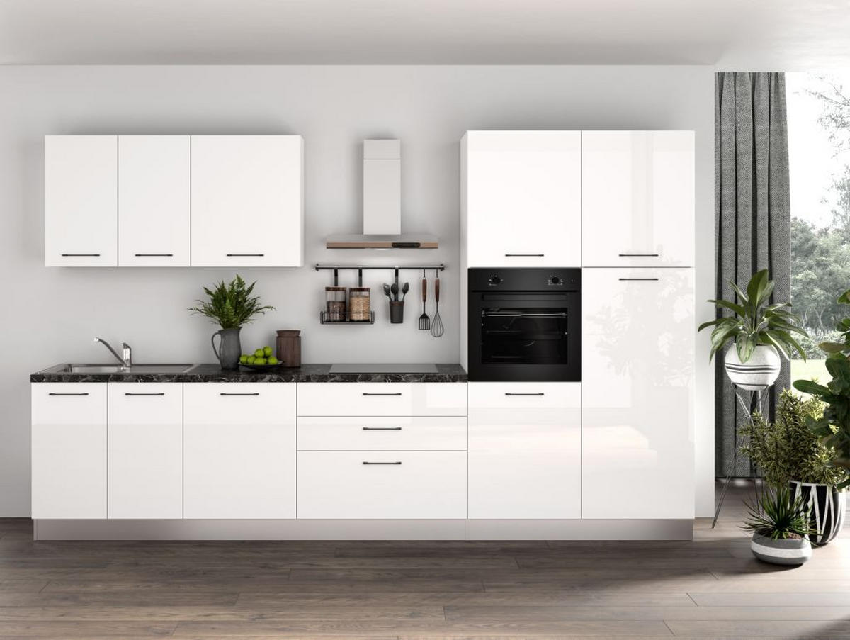 KUHINJSKI BLOK - magnolija/črna, kovina/umetna masa (350cm) - Italstyle