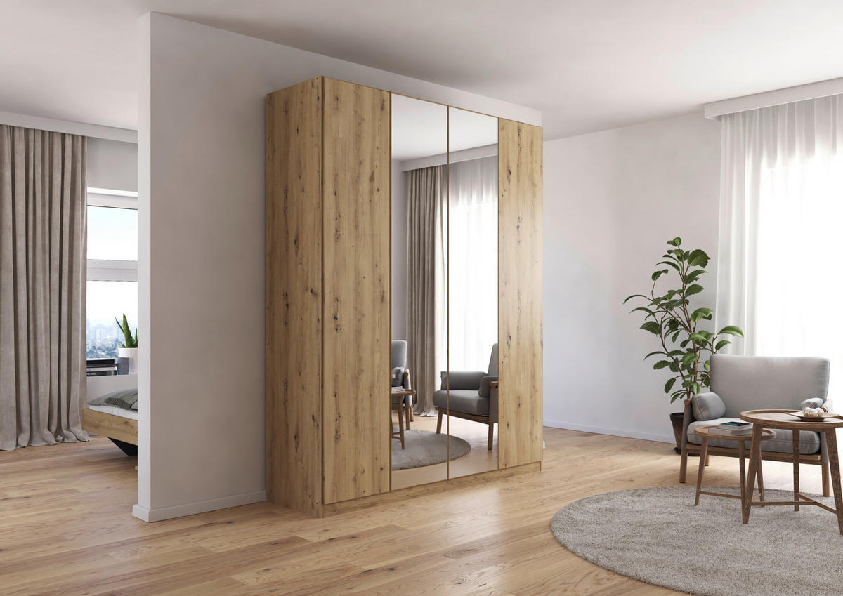 FALTTÜRENSCHRANK in Eiche Artisan  - Eiche Artisan, Holzwerkstoff (181/229/54cm) - Boxxx