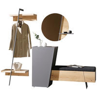 GARDEROBE 4-teilig  in 227/202/44,2 cm  - Wildeiche/Graphitfarben, Natur, Glas/Holz (227/202/44,2cm) - Voglauer