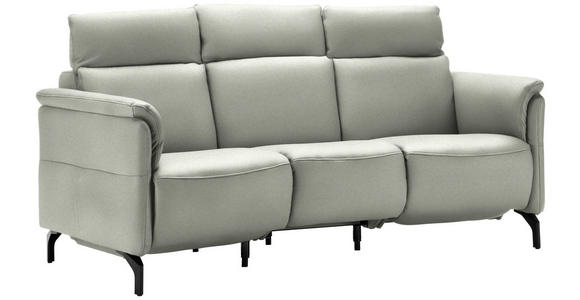 TRAPEZSOFA in Mikrofaser Hellgrau  - Hellgrau/Schwarz, KONVENTIONELL, Textil/Metall (221/103/95cm) - Dieter Knoll