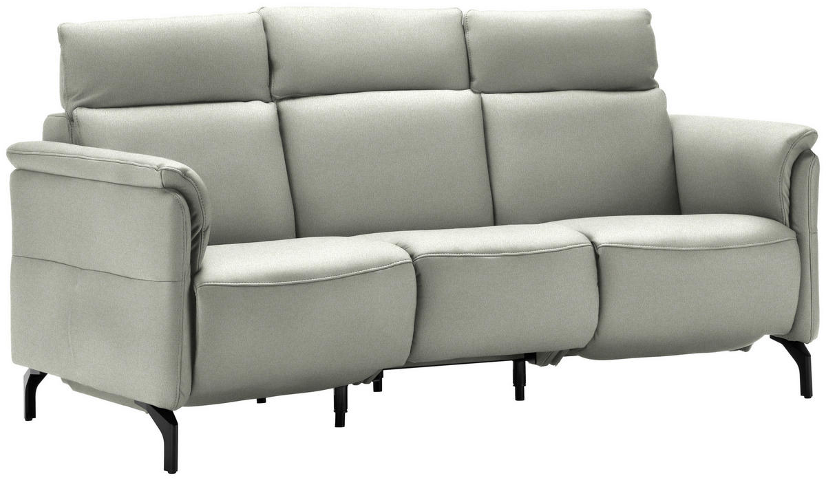 TRAPEZSOFA in Mikrofaser Hellgrau  - Hellgrau/Schwarz, Konventionell, Textil/Metall (221/103/95cm) - Dieter Knoll