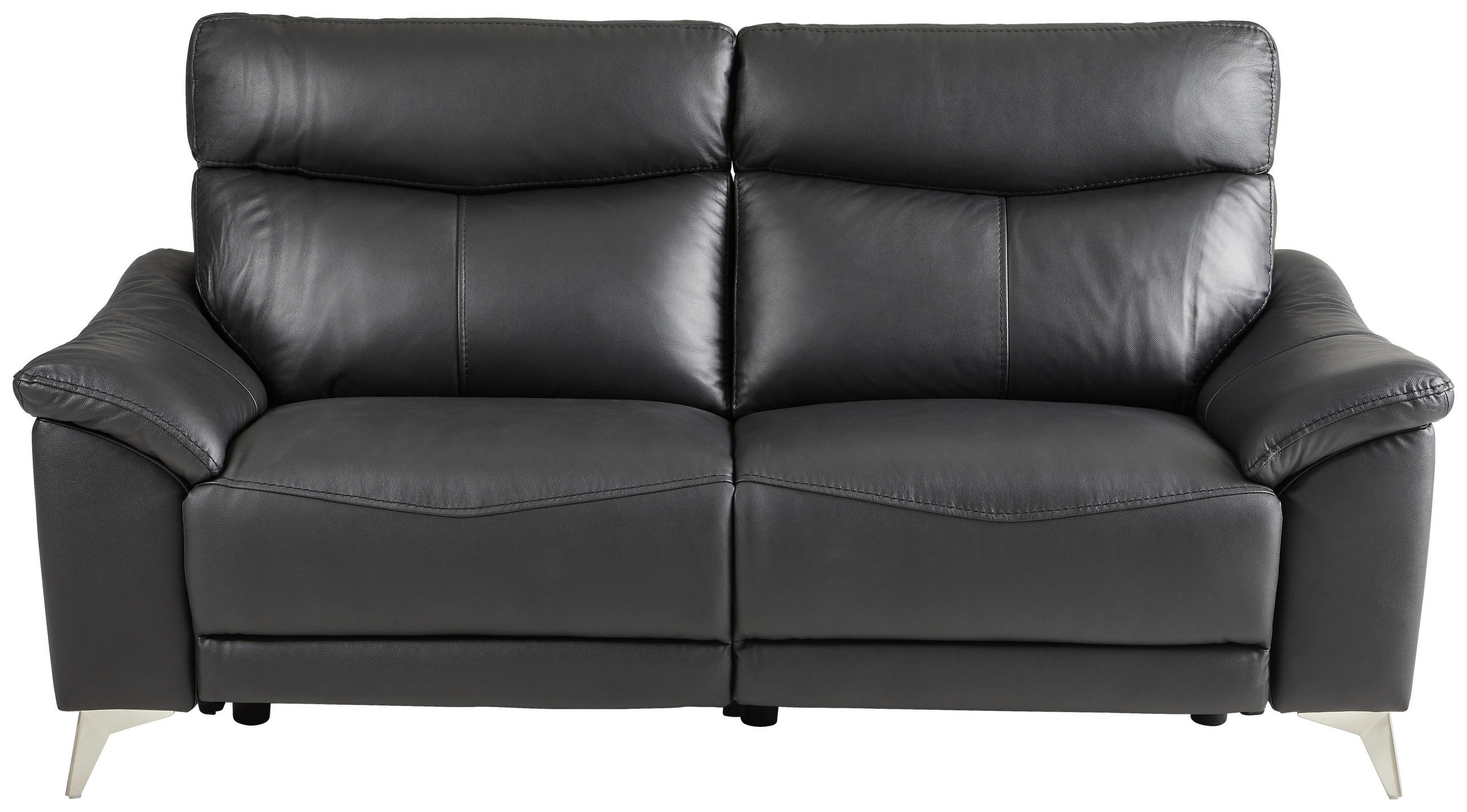 2,5-SITZER Kombination Echtleder/Lederlook Lederlook Schwarz  - Edelstahlfarben/Schwarz, Design, Leder/Textil (201/102/92cm) - Xora