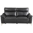 2,5-SITZER Kombination Echtleder/Lederlook Lederlook Schwarz  - Edelstahlfarben/Schwarz, Design, Leder/Textil (201/102/92cm) - Xora