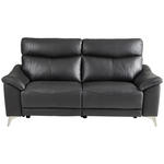 2,5-SITZER Kombination Echtleder/Lederlook Lederlook Schwarz  - Edelstahlfarben/Schwarz, Design, Leder/Textil (201/102/92cm) - Xora