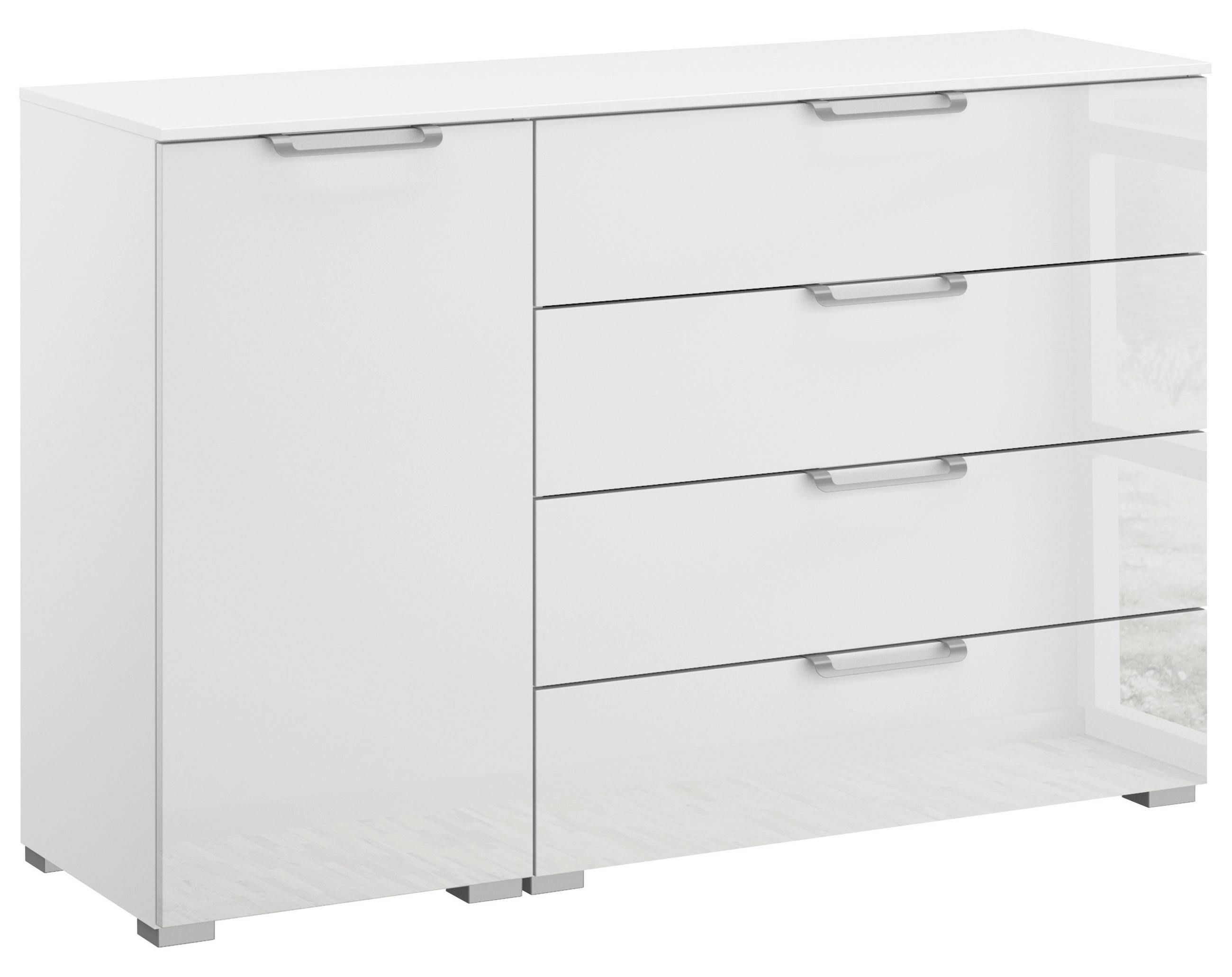 SIDEBOARD 120/81/42 cm  in Klar, Weiss  - Klar/Weiss, Design, Glas/Holzwerkstoff (120/81/42cm) - Novel