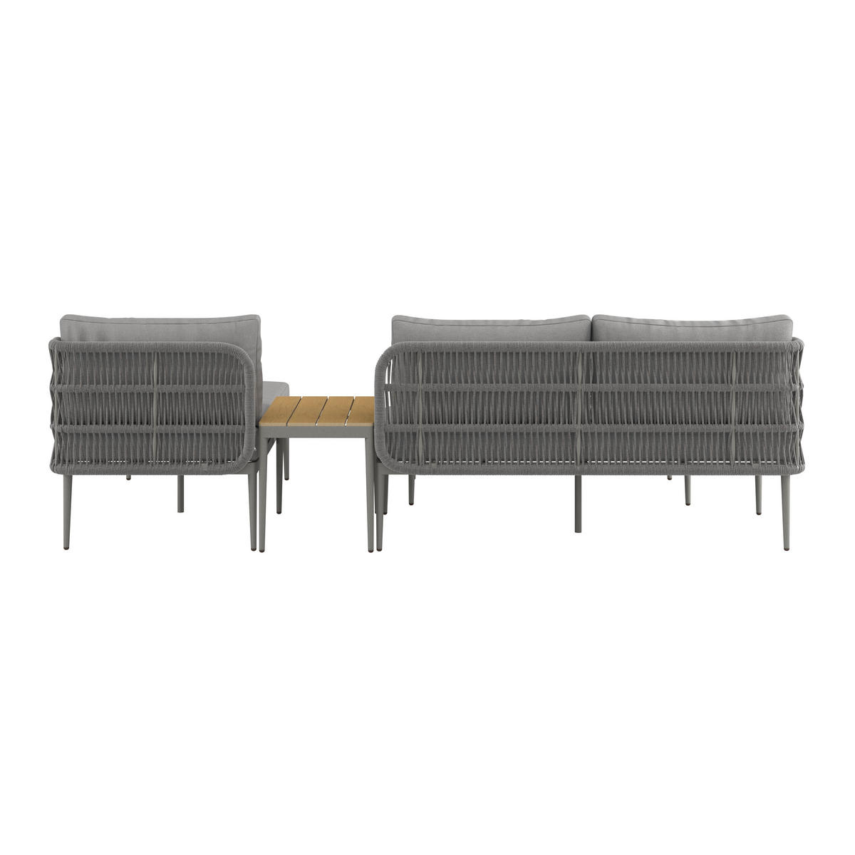 LOUNGEGARNITUR 4-teilig  - Naturfarben/Grau, Modern, Glas/Kunststoff (255/72/145cm) - Ambia Garden