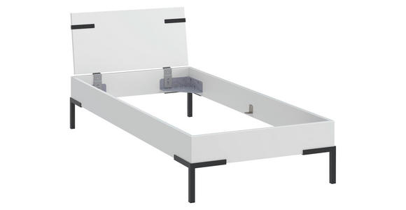 BETT 90/200 cm  in Weiß  - Schwarz/Weiß, Design, Holzwerkstoff/Metall (90/200cm) - Xora