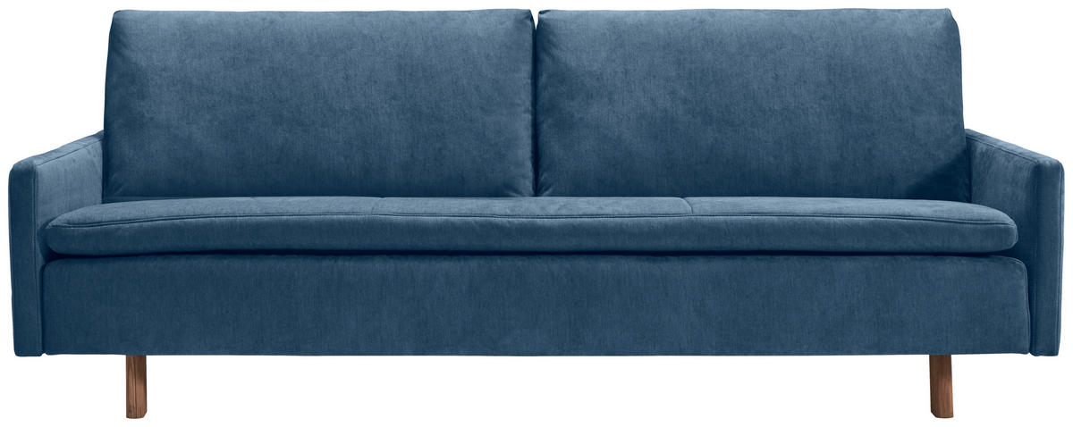 SCHLAFSOFA Flachgewebe Blau  - Blau/Eichefarben, KONVENTIONELL, Holz/Textil (220/85/98cm) - Carryhome