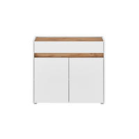 SCHUHSCHRANK Weiß, Eiche Wotan  - Eiche Wotan/Schwarz, Design, Holzwerkstoff/Kunststoff (80/70/40cm) - Modante