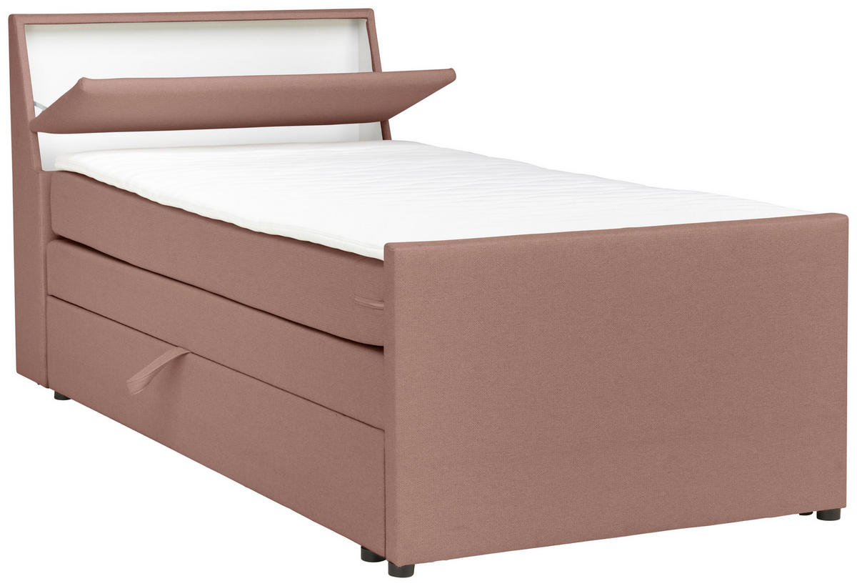 BOXSPRINGBETT 120/200 cm  in Altrosa  - Altrosa/Schwarz, Modern, Holz/Textil (120/200cm) - MID.YOU