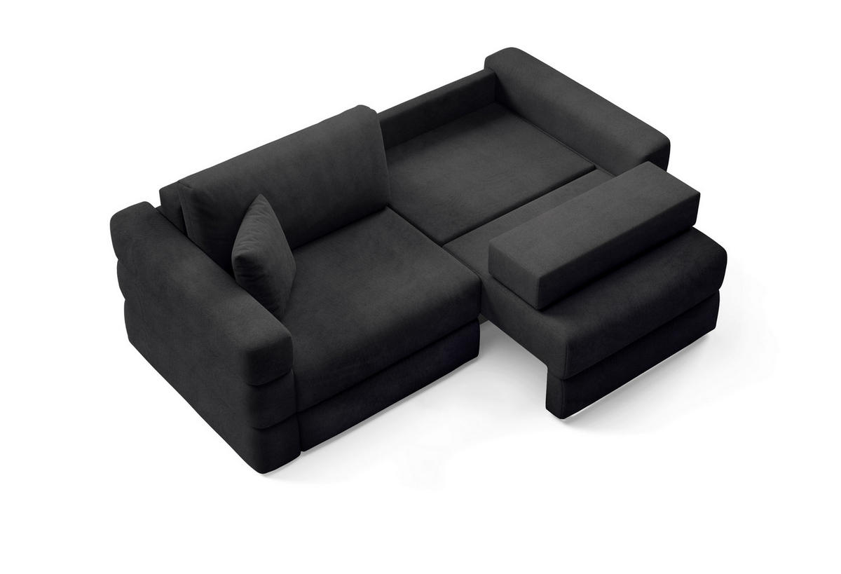 SCHLAFSOFA TERAZZO in Webstoff Schwarz  - Schwarz, Design, Kunststoff/Textil (254/93/167cm) - Livetastic