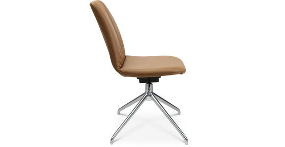 STUHL in Aluminium Echtleder pigmentiert Metall, Leder - Cognac/Alufarben, Design, Leder/Metall (46/81,5-84,5/55cm) - Johann Jakob