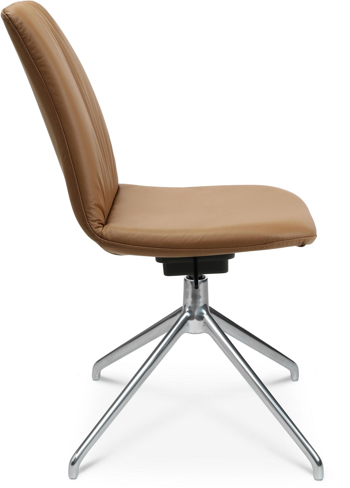 STUHL Echtleder Alufarben, Cognac  - Cognac/Alufarben, Design, Leder/Metall (46/81,5-84,5/55cm) - Johann Jakob