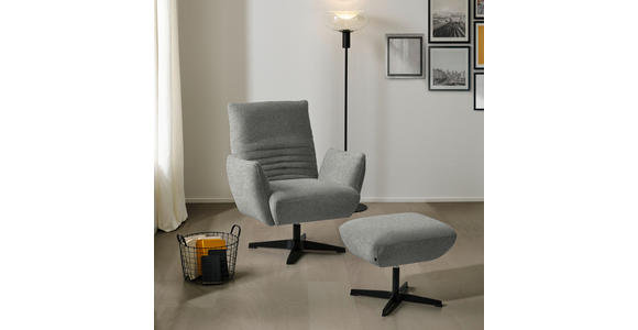 SESSEL in Bouclé Grau  - Schwarz/Grau, Design, Textil/Metall (60/94/86cm) - Dieter Knoll