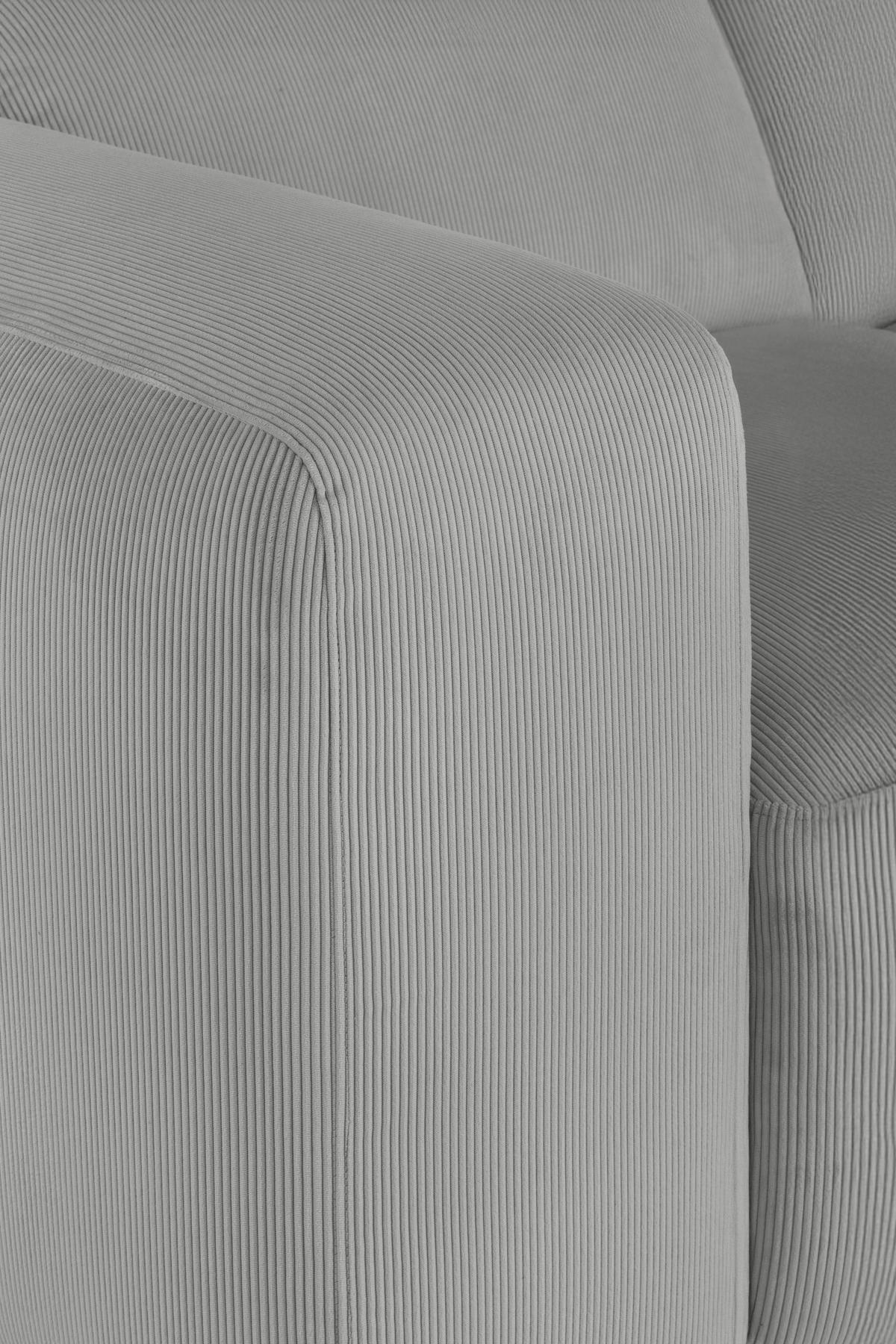 ECKSOFA in Cord Hellgrau  - Hellgrau/Schwarz, Design, Kunststoff/Textil (304/200cm) - MID.YOU