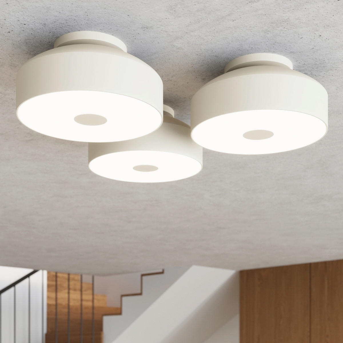 DECKENLEUCHTE Omiq   - Beige, Design, Kunststoff/Metall (30/30/15cm)