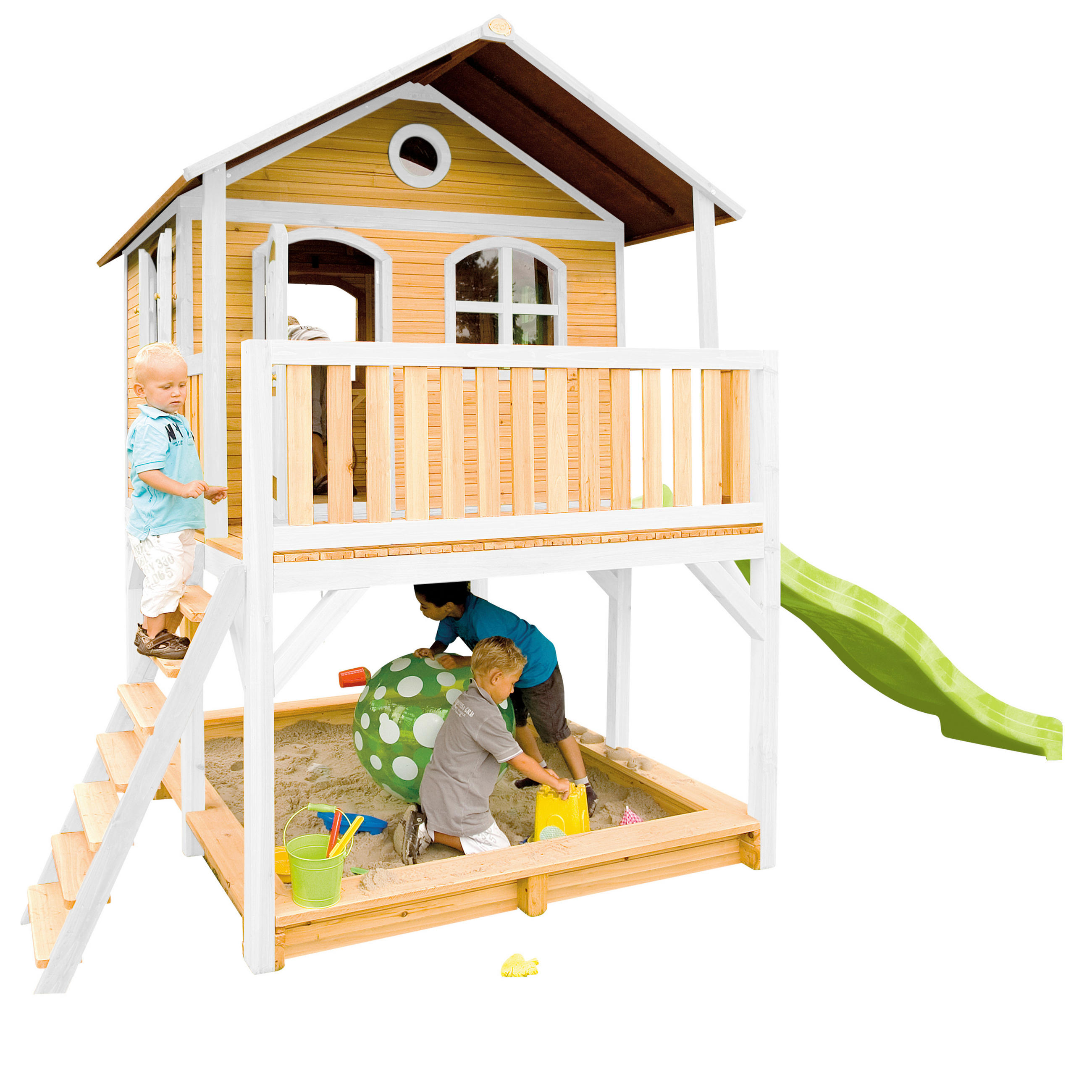 SPIELTURM 432/293/212 cm SPIELTURM MARC  - Braun/Weiß, Basics, Holz/Kunststoff (432/293/212cm) - Ambia Garden