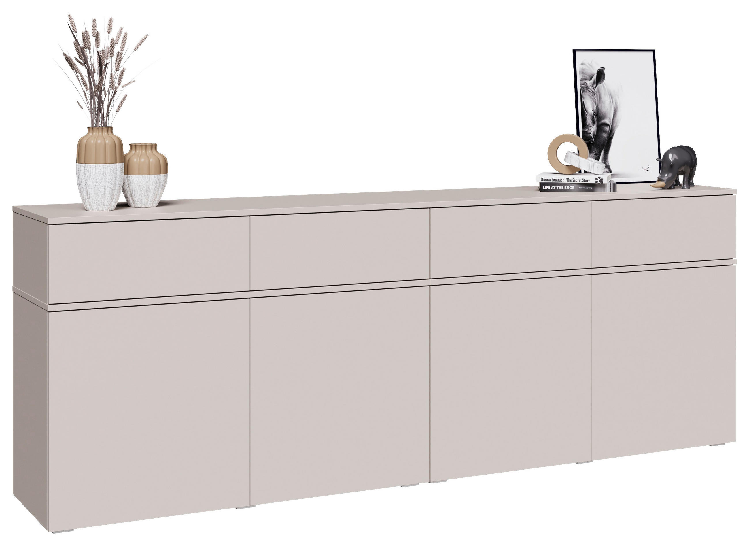 SIDEBOARD  220/80/40 cm 4 Schublade(n)  - Kaschmir/Silberfarben, Design, Holzwerkstoff/Kunststoff (220/80/40cm) - Xora