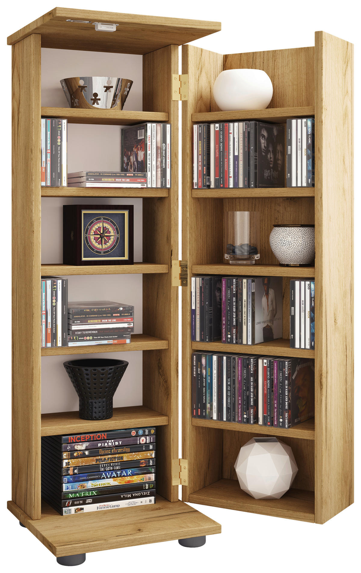 CD-REGAL Honigeiche  - Honigeiche/Schwarz, Design, Holzwerkstoff/Kunststoff (31/93/31cm) - MID.YOU
