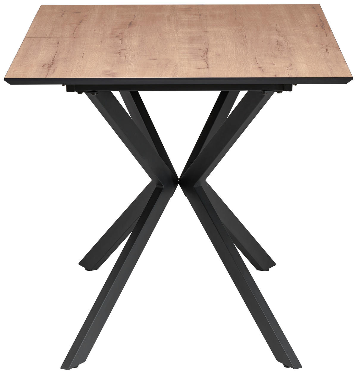 JEDILNA MIZA, barve hrasta  - črna/barve hrasta, Konvencionalno, kovina/leseni material (120-160/76/80cm) - MID.YOU