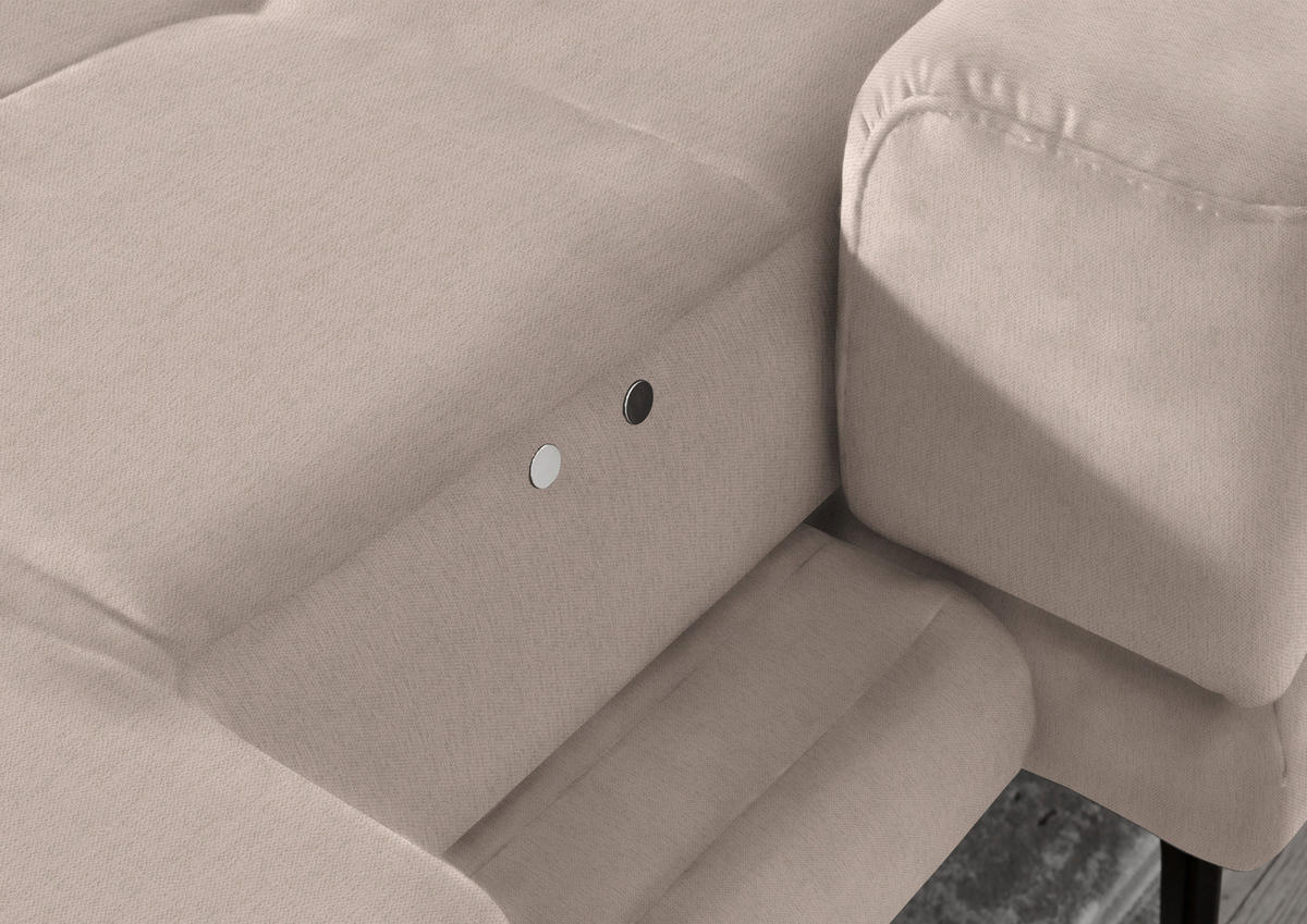 ECKSOFA in Flachgewebe Naturfarben  - Schwarz/Naturfarben, Design, Textil/Metall (309/190cm) - Beldomo Style