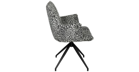 ARMLEHNSTUHL  Stoffauswahl, Sitzfläche 360° drehbar, automatische Rückholfunktion Jacquard  Schwarz, Weiß  - Schwarz/Weiß, Design, Textil/Metall (59/89.5/63cm) - Novel