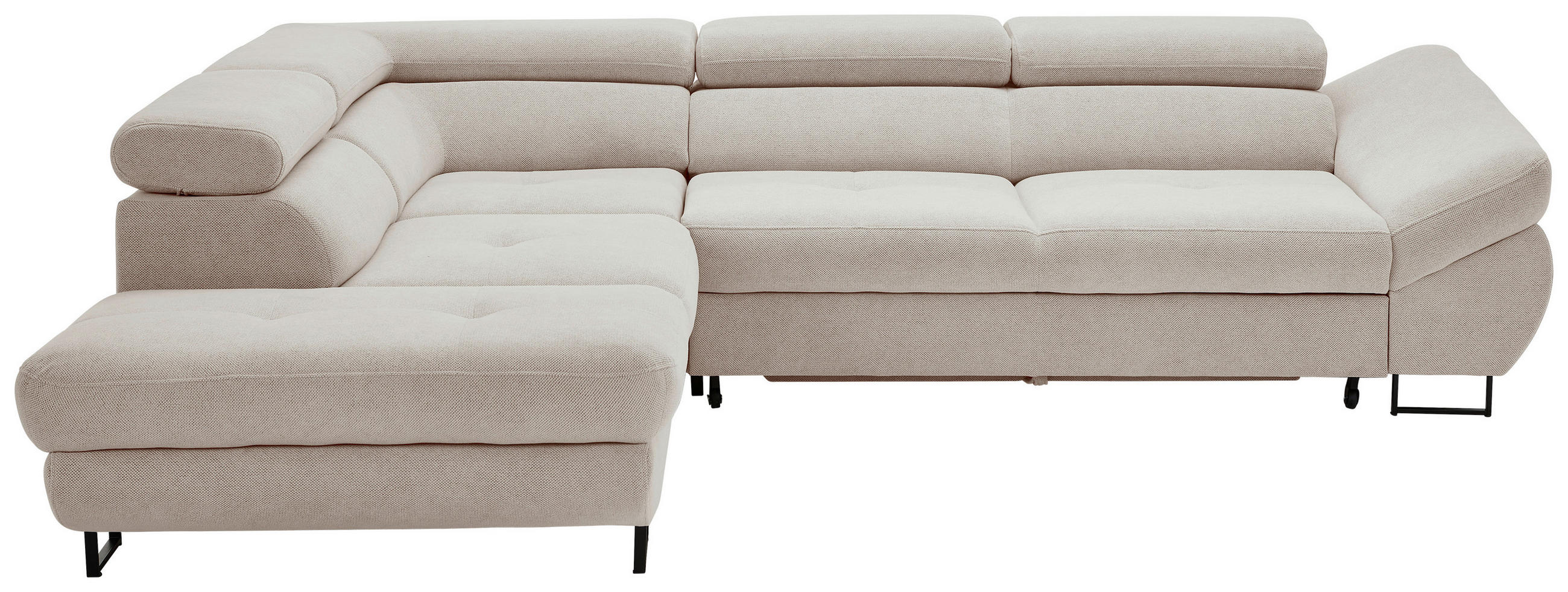 ECKSOFA Taupe Webstoff  - Taupe/Schwarz, Design, Textil/Metall (235/280cm) - Hom`in