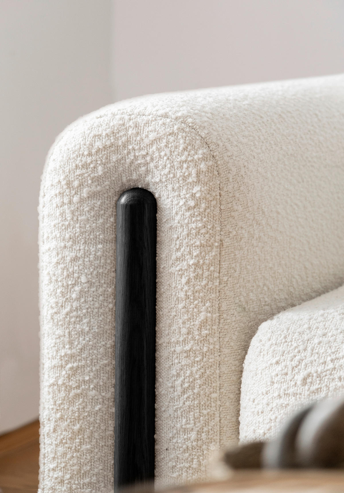 SCHLAFSOFA  mit Bouclé Creme, Schwarz  - Creme/Schwarz, Design, Holz/Textil (244/97/97cm) - MID.YOU