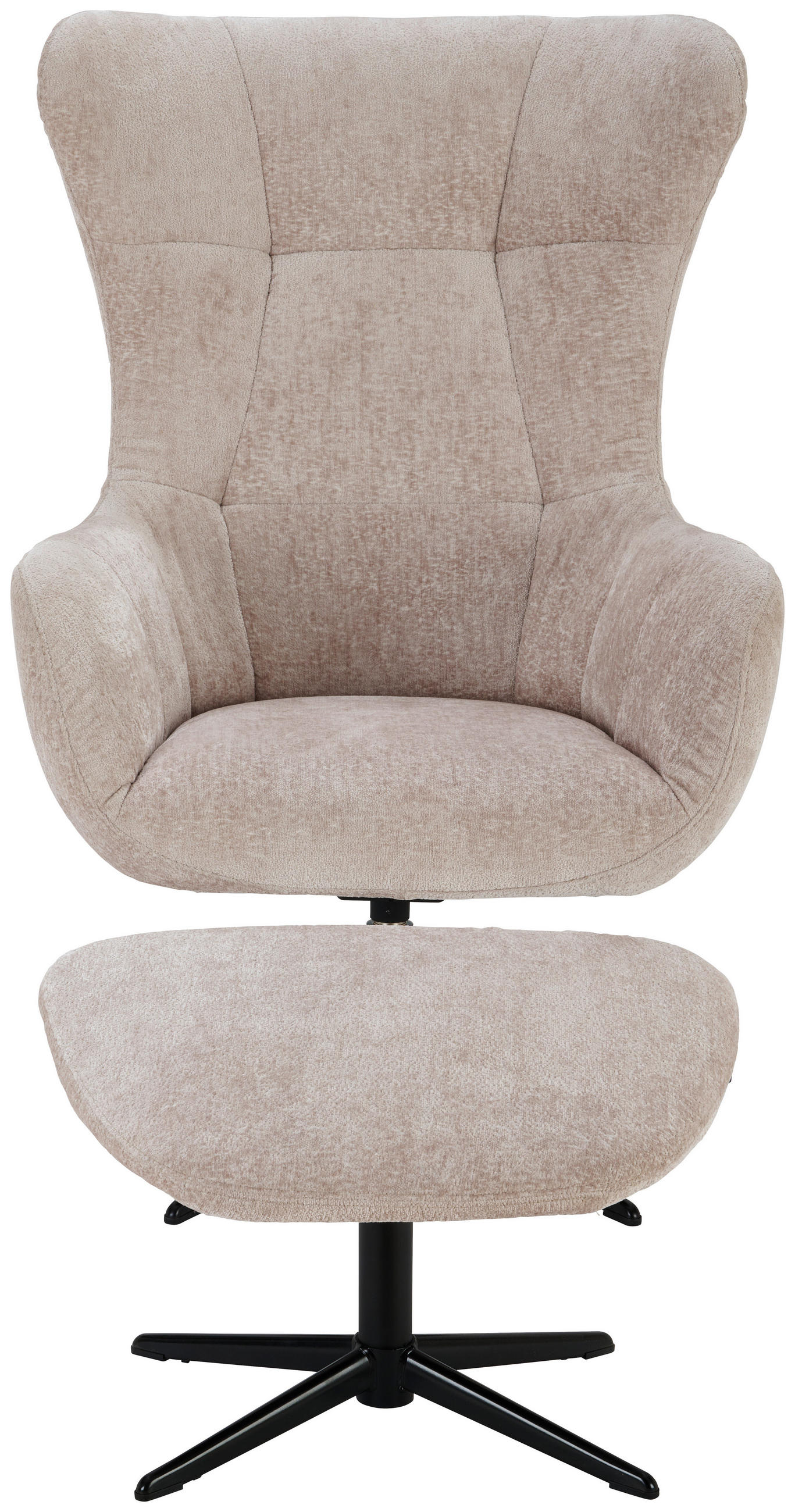 RELAXSESSELSET Chenille Hocker    - Beige/Schwarz, Design, Textil/Metall (73/107/80cm) - Welnova