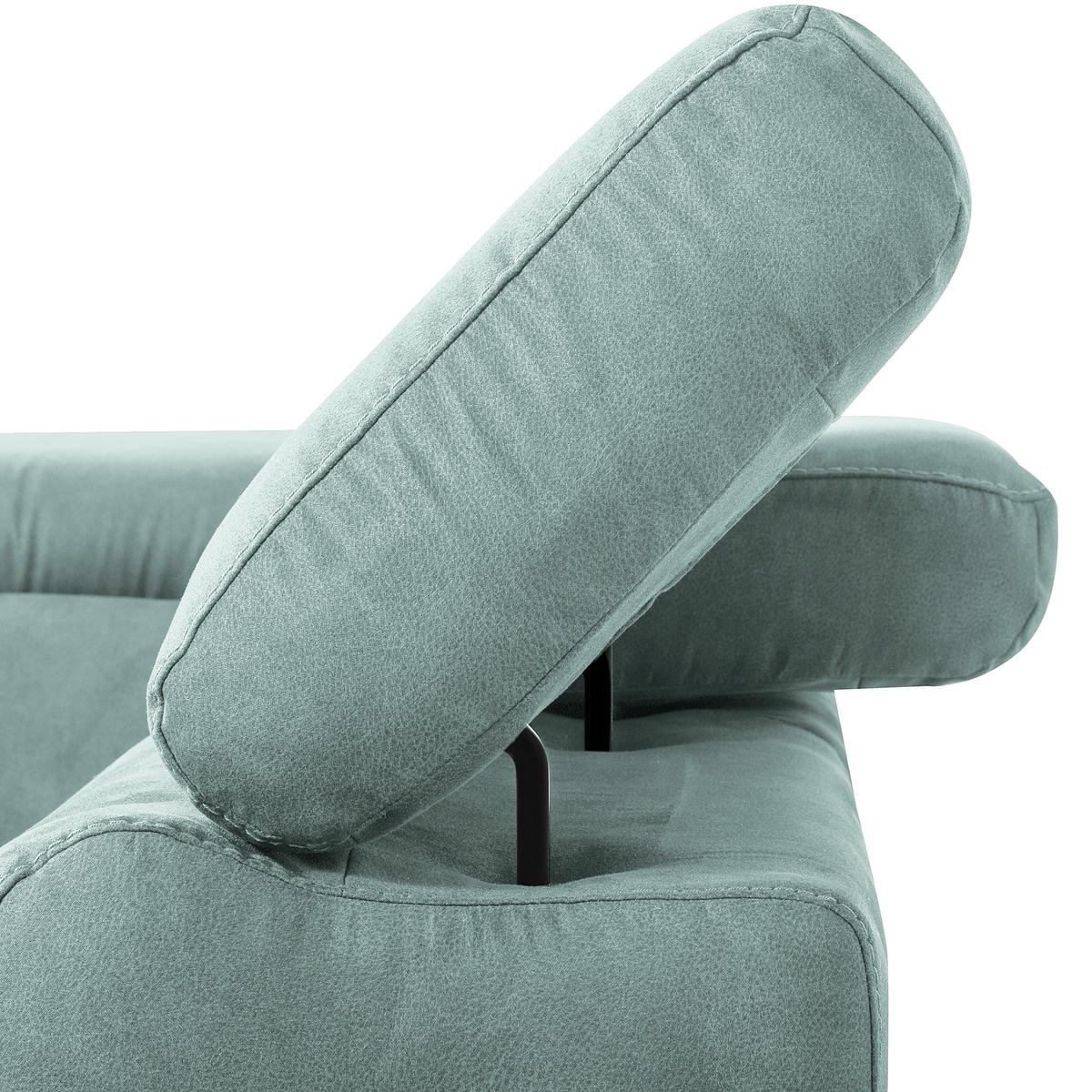 ECKSOFA SONO in Lederlook Hellblau Bettkasten, Armteilverstellung, Kopfteilverstellung  265/210 cm  - Schwarz/Hellblau, Design, Textil/Metall (265/210cm) - Livetastic