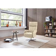 RELAXSESSEL in Leder Ecru  - Ecru/Edelstahlfarben, Design, Leder/Metall (70/124/85cm) - Cantus