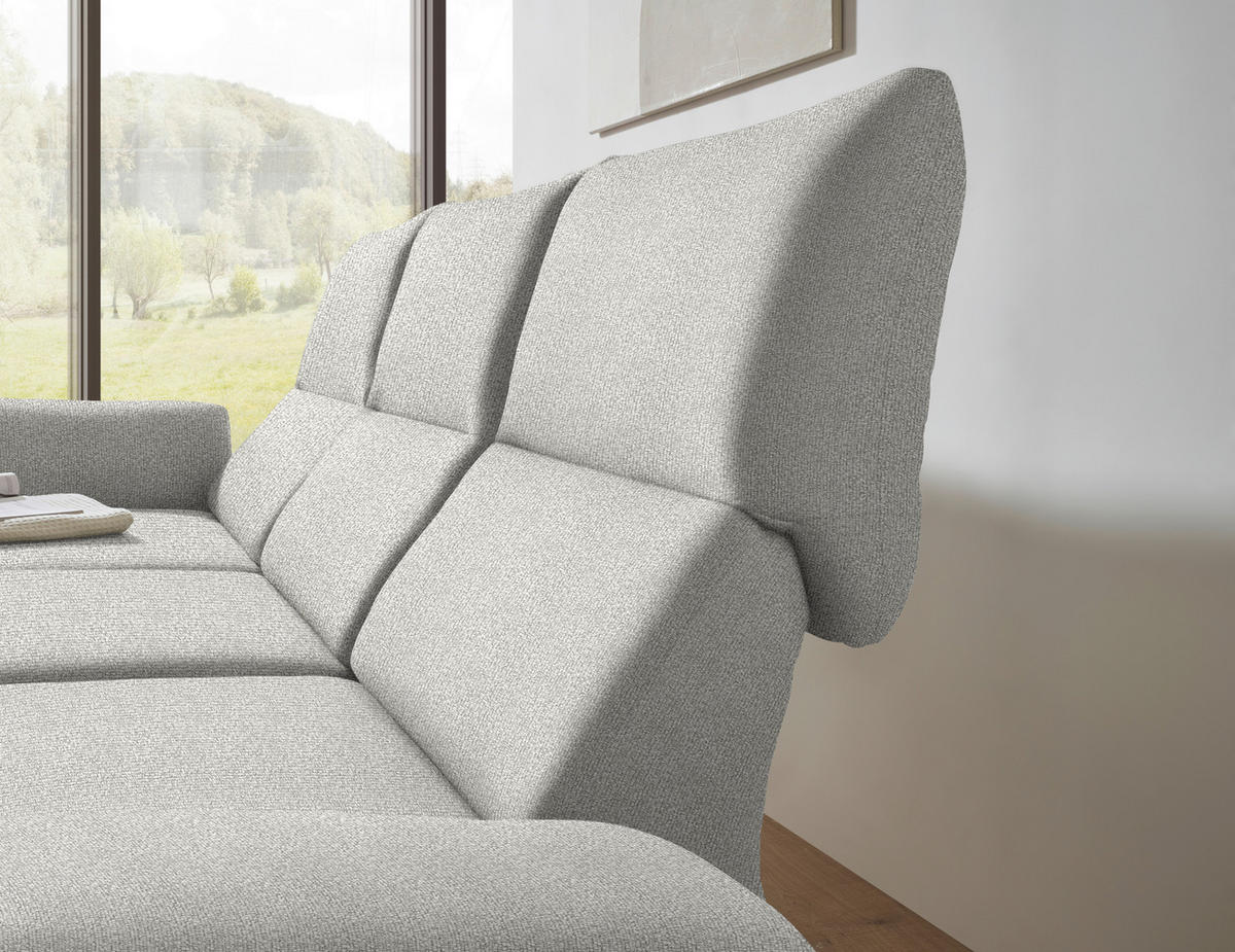 ECKSOFA  in Flachgewebe Silberfarben  175-224/255-365 cm  - Silberfarben/Schwarz, Design, Textil/Metall (175-224/255-365cm) - Dieter Knoll