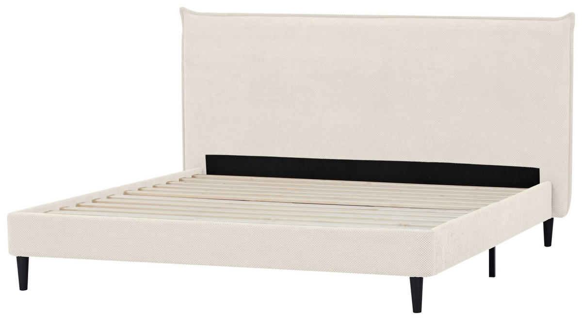 ČALÚNENÁ POSTEĽ, 180/200 cm, krémová - čierna/prírodná farba, Modern, drevo/textil (180/200cm) - Livetastic