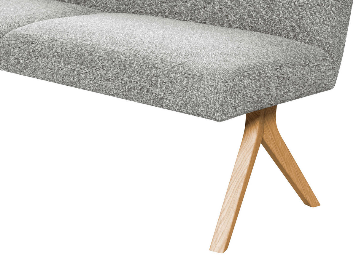 ECKBANK 218/172 cm Webstoff Hellgrau Eiche vollmassiv   - Eichefarben/Hellgrau, KONVENTIONELL, Holz/Textil (218/172cm) - Linea Natura