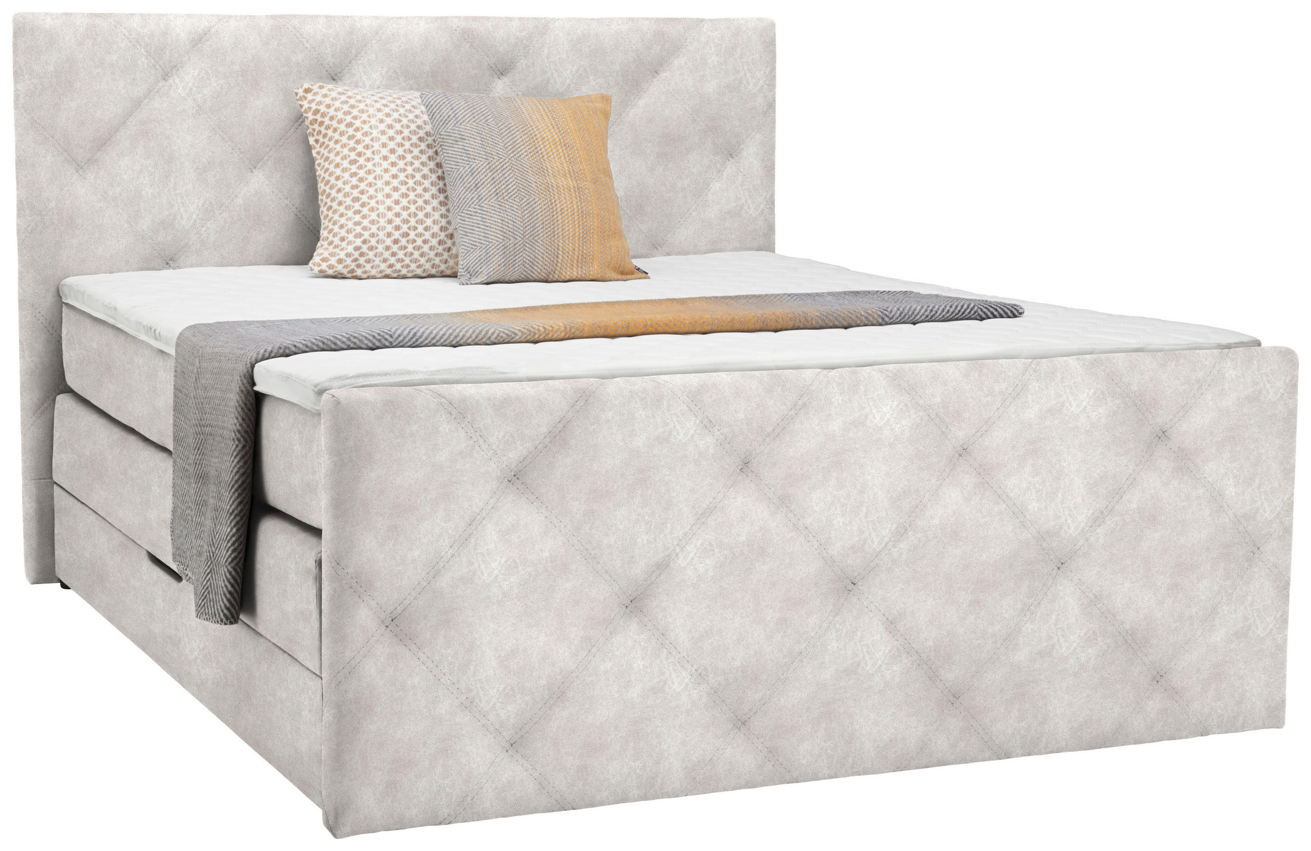 BOXSPRINGBETT 180/200 cm  in Beige  - Beige/Schwarz, KONVENTIONELL, Kunststoff/Textil (180/200cm) - Livetastic