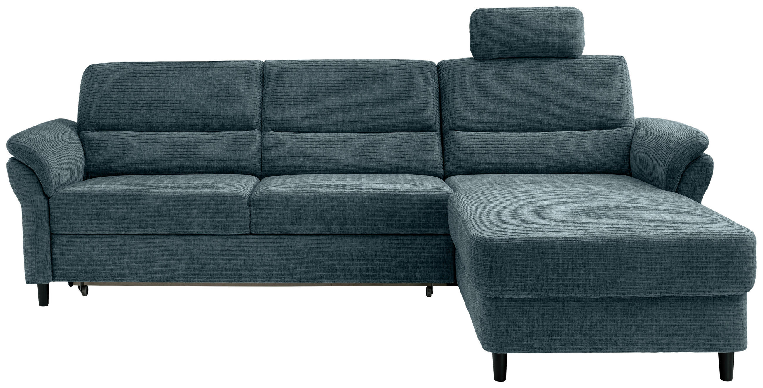 ECKSOFA Blau Mikrofaser  - Blau/Schwarz, MODERN, Holz/Textil (279/176cm) - Livetastic