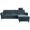 ECKSOFA Blau Mikrofaser  - Blau/Schwarz, MODERN, Holz/Textil (279/176cm) - Livetastic