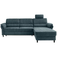 ECKSOFA Blau Mikrofaser  - Blau/Schwarz, MODERN, Holz/Textil (279/176cm) - Livetastic