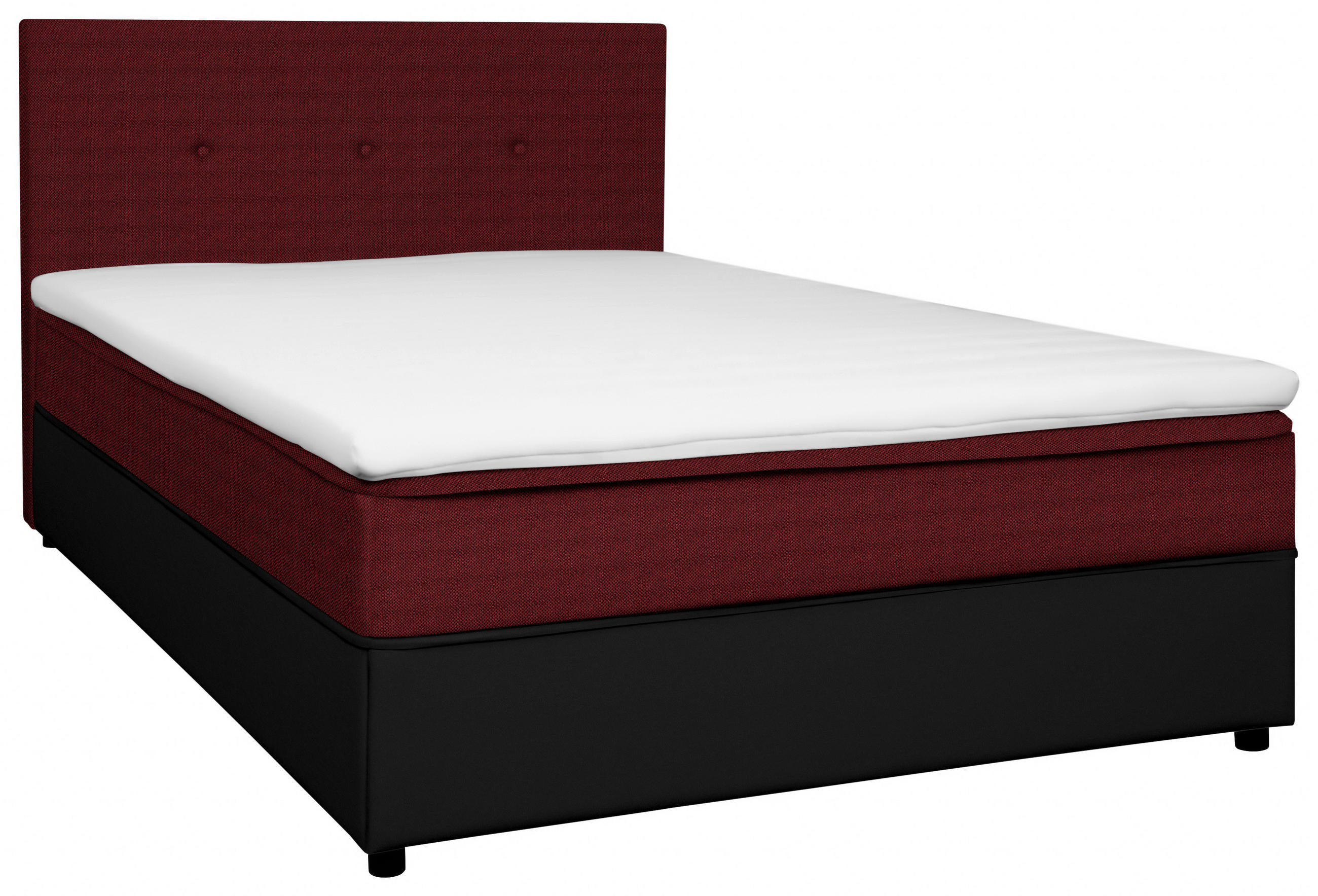 BOXBETT 180/200 cm,  in Rot, Schwarz, Matratze, gepolstertes Kopfteil, Topper, H2 = mittel  - Rot/Schwarz, KONVENTIONELL, Holz/Textil (180/200cm) - Boxxx