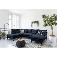 WOHNLANDSCHAFT in Mikrofaser Dunkelblau  - Schwarz/Dunkelblau, Design, Holz/Textil (200/300/150cm) - P & B
