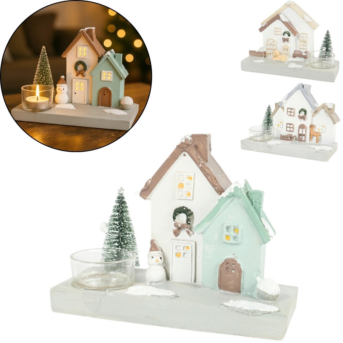 SET DRŽAL ZA ČAJNE SVEČKE - večbarvno, Basics, umetna masa (7.5/16/12cm)