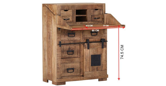 SEKRETÄR   - Schwarz/Braun, LIFESTYLE, Holz (80/107/39cm) - Landscape