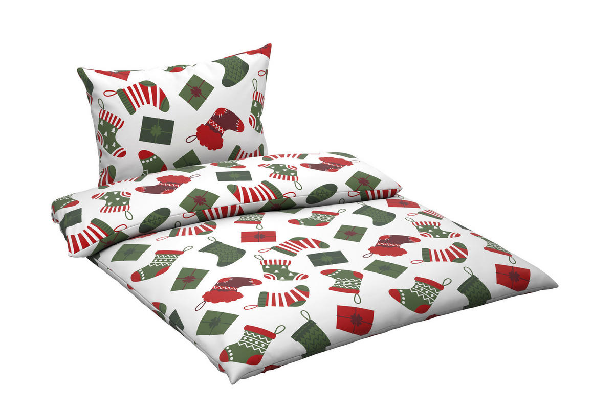 BETTWÄSCHE 2-teilig Renforcé 140/200 cm  - Rot/Weiß, Design, Textil (140/200cm) - X-Mas