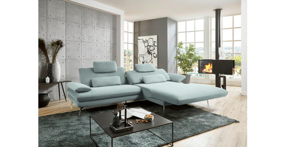 ECKSOFA in Webstoff Mintgrün  - Schwarz/Mintgrün, Design, Textil/Metall (284/184cm) - Dieter Knoll