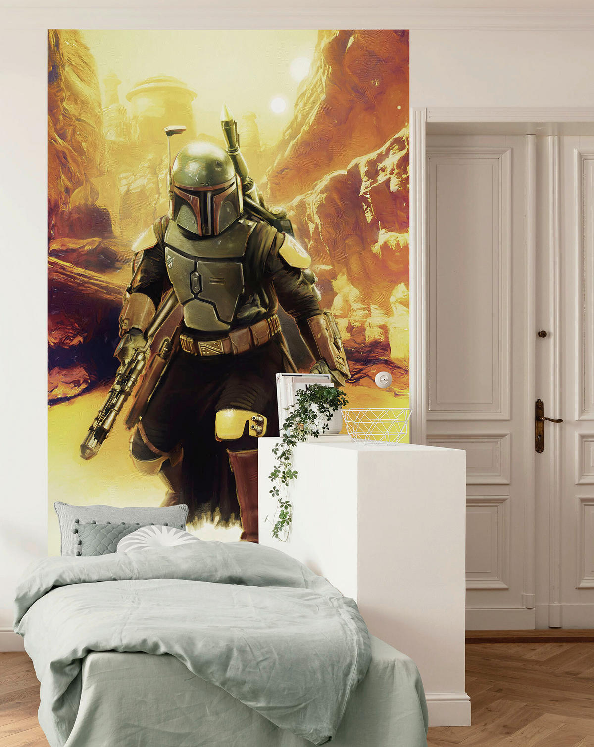 FOTOTAPETE BOBA FETT SNEAKING UP  - Braun, Design, Textil (150/250cm) - Star Wars