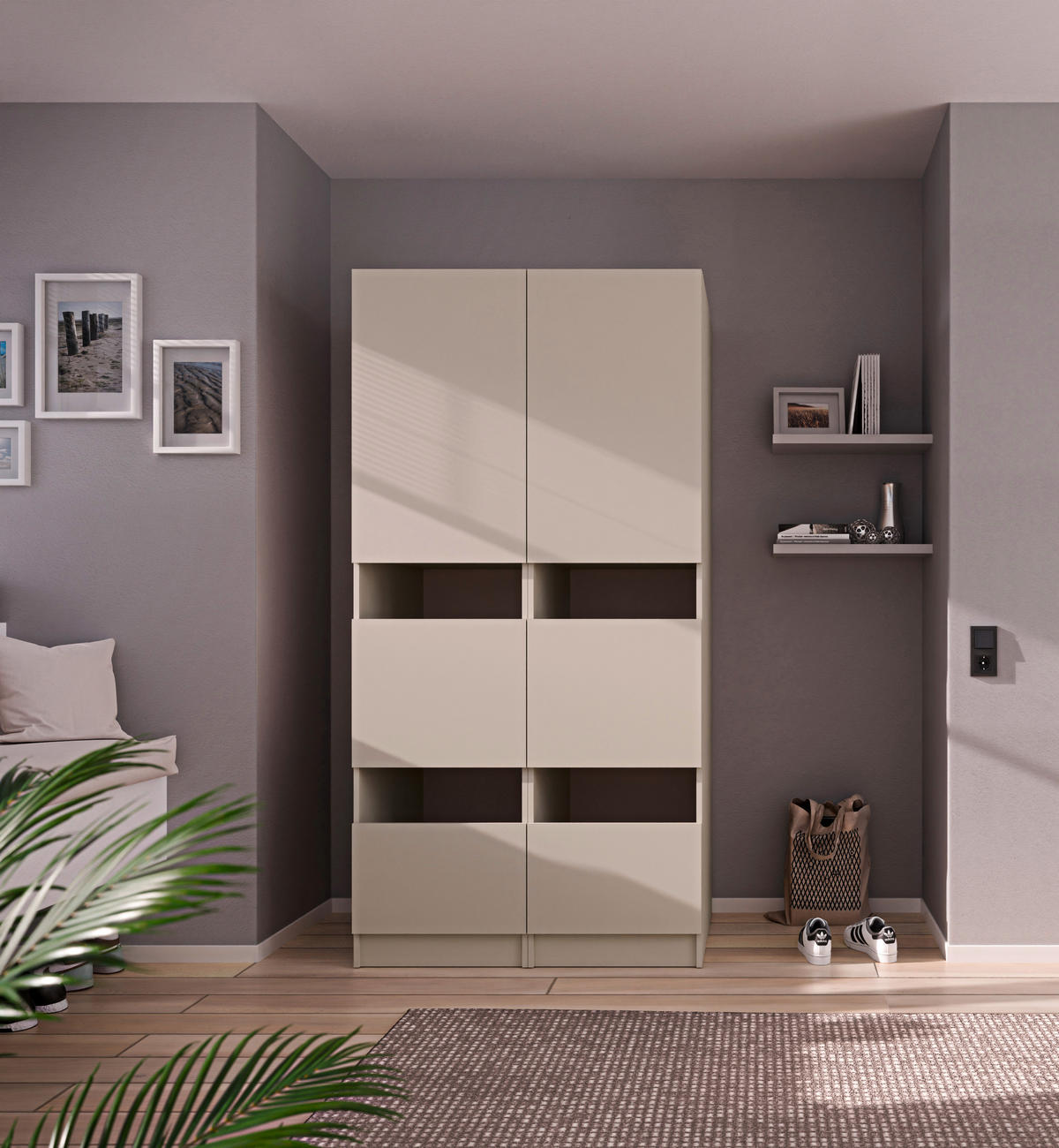 MEHRZWECKSCHRANK 50/200/68 cm  in Kaschmir  - Kaschmir/Schwarz, Design, Holzwerkstoff/Metall (50/200/68cm) - Milino