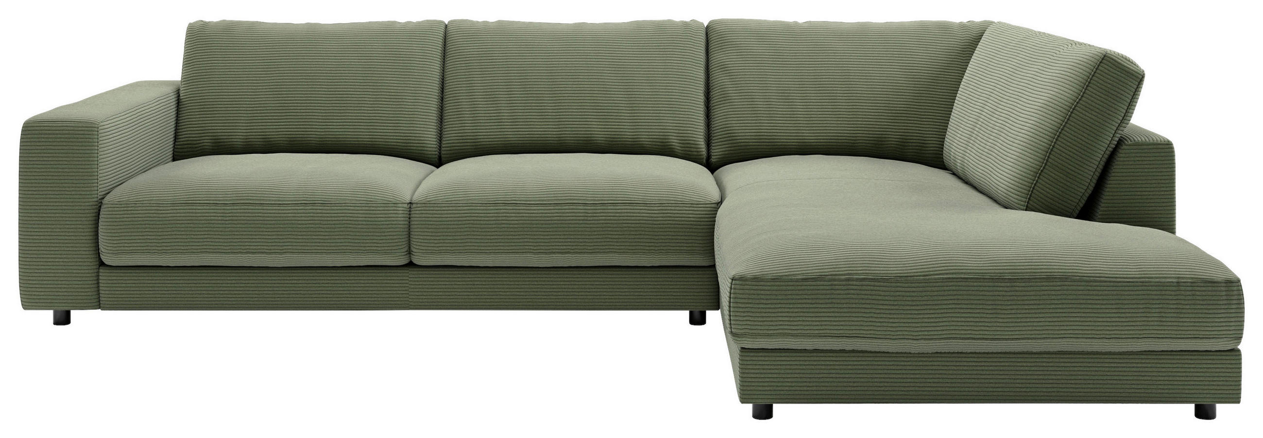 ECKSOFA in Cord Grün  - Schwarz/Grün, Design, Kunststoff/Textil (325/224cm) - Pure Home Lifestyle