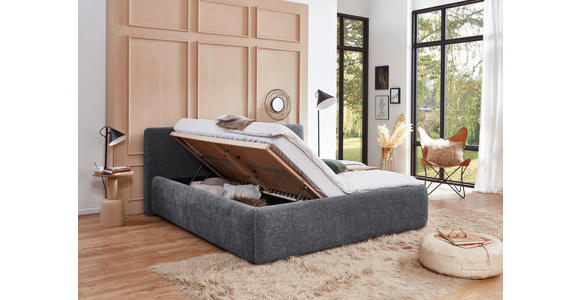 POLSTERBETT 160/200 cm,  in Grau, Bettkasten, Lattenroste,  - Birkefarben/Buchefarben, Design, Holz/Textil (160/200cm) - Xora